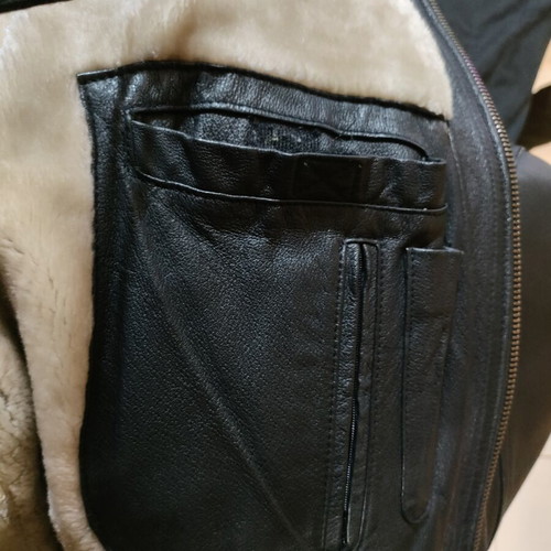 Real Leather Aviator Jacket like new, vintage style, size S, black