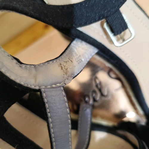 Black platform shoes used with light glitter, size 37