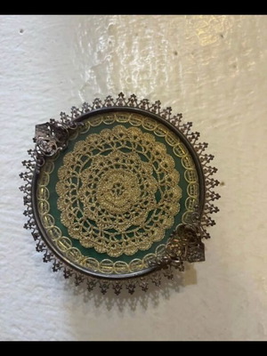 Handmade ashtrays embroidered with gold thread, collectible