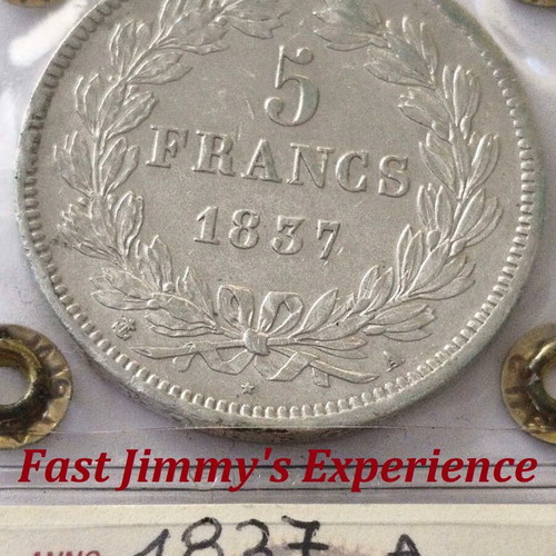 1837 France Certified Silver 5 Francs Coin Louis-Philippe I AU 58