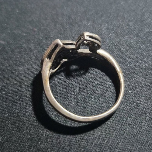 Silver 925 Iris ring with double heart and zircon, like new, size 19