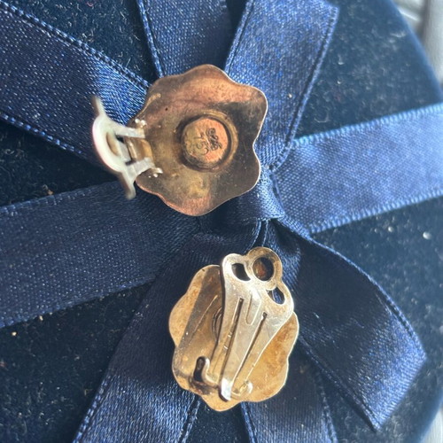 Folli Follie flower earrings 925,585 silver-gold like new with clips