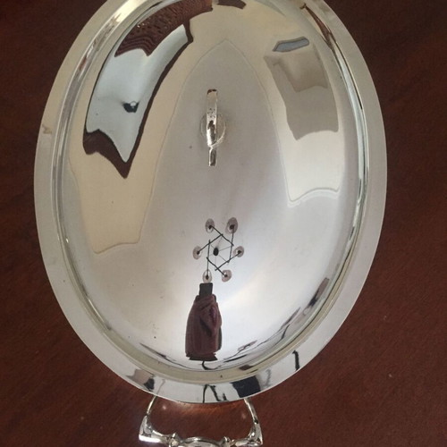 Luxury Silver-Plated Serving Dish with Integrated Pyrex Ovenproof Insert like new