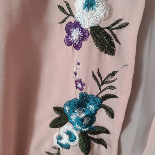 Shein long pink tunic with embroidered flowers like new
