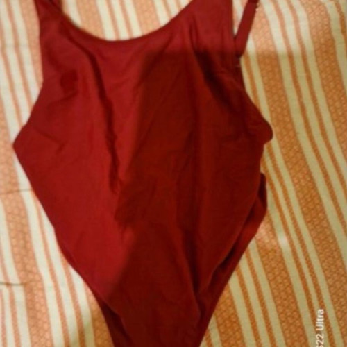 Cool brand burgundy red one-piece swimsuit, large