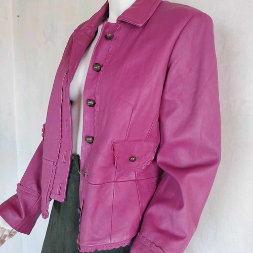 Vintage purple leather jacket Tintoretto used, size L