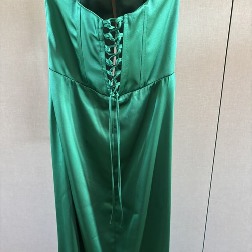 Satin green maxi dress, Small