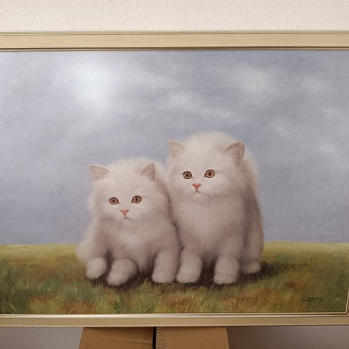 Framed painting of sweet kittens like new