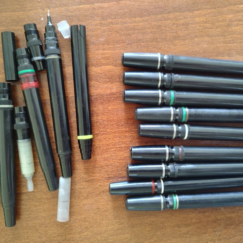 Skribent vintage rapidographs used, set with spare parts