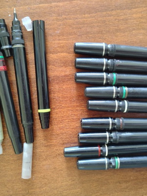 Skribent vintage rapidographs used, set with spare parts