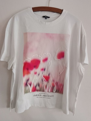 C&A women's short-sleeve T-shirt, white with colorful print, XXL
