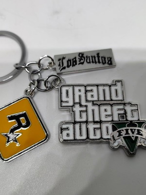 GTA V Los Santos Metallic Keychain like new