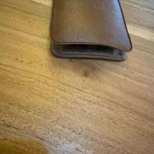 Vintage leather glasses case used brown