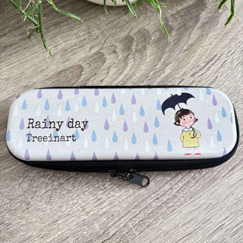 Metal glasses case new, gray and orange