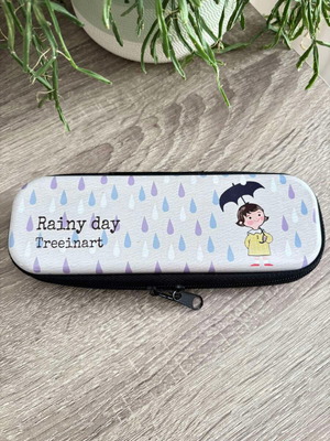 Metal glasses case new, gray and orange