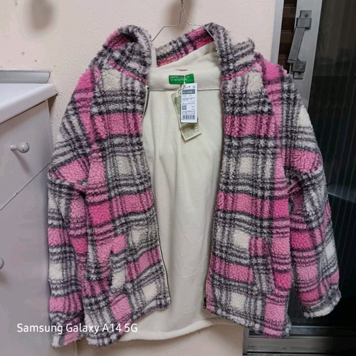 Benetton kids jacket new, grey and pink, size 152 cm