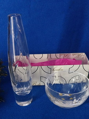Small Atlantis crystal vase and bowl Portugal like new