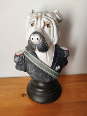 Shar Pei Dog Bust Decorative Statue like new, retro style