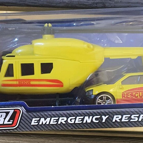 Metal toy car set with helicopter new