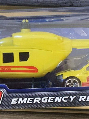 Metal toy car set with helicopter new