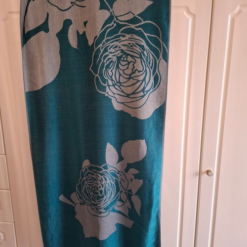 Green floral scarf used with silver pattern