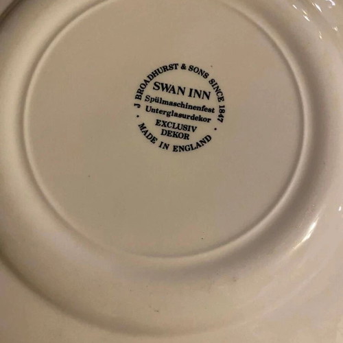 Swan Inn Ironstone Plate by J. Broadhurst & Sons, like new