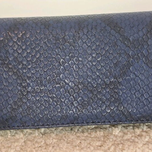 Dark blue croco-effect wrist wallet new