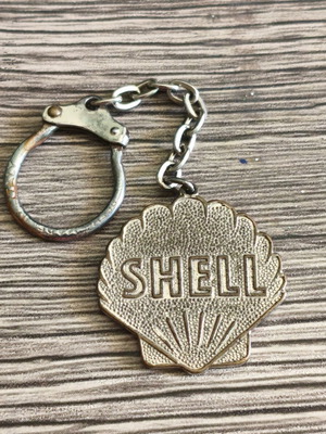 Vintage Shell keychain used from Greek gas station