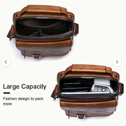 Men's High-Quality Leather Shoulder Bag New, Multifunctional Compartments