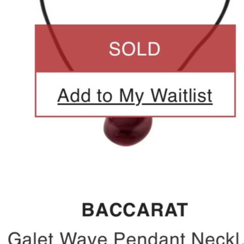 Baccarat Galet Wave Necklace with red crystal new