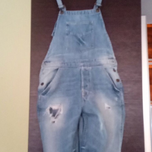Zara women's denim overalls used, blue, size S
