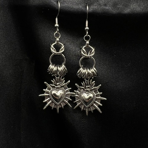 Heart earrings handmade like new, silver