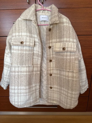 Beige checked coat used Stradivarius with quilted lining