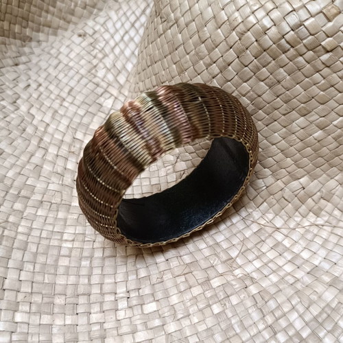 Wire bracelet handmade, like new, brown and gold