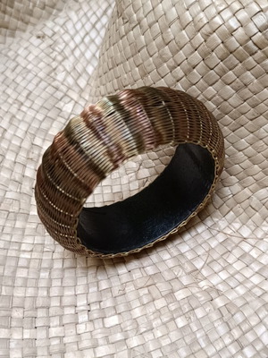 Wire bracelet handmade, like new, brown and gold