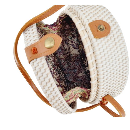 Rattan shoulder bag beige with red new
