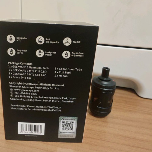Geek Vape Nano MTL Tank like new, cigarette-style atomizer