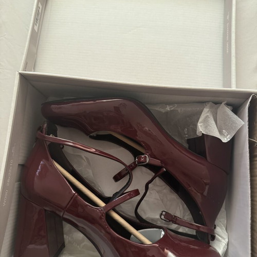 Tamaris Mary Jane patent leather pumps with straps and block heel
