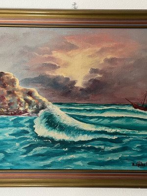 Oil painting on canvas used with wooden frame, Melios 43x46