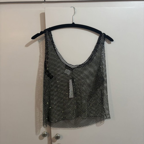 Bubblegun blouse with rhinestones new, black, size M