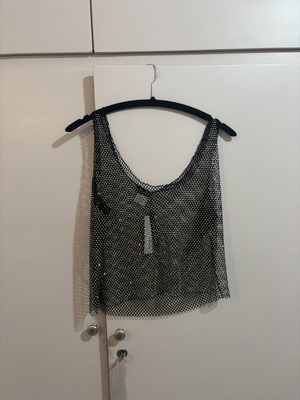 Bubblegun blouse with rhinestones new, black, size M