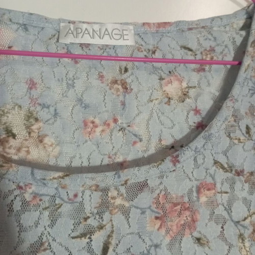 Vintage top with transparency and roses, like new, M-L, turquoise