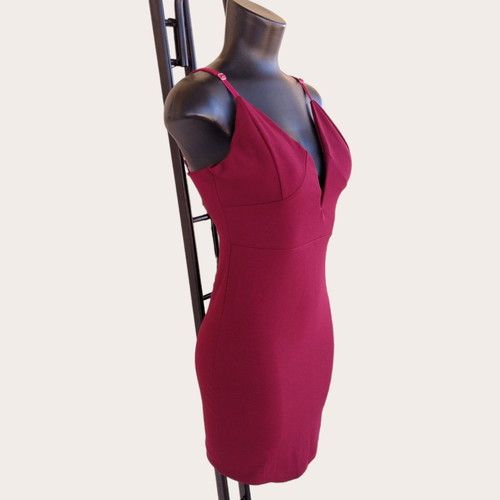Bordeaux Mini Dress Sexy Tight Strap Back Size S Used