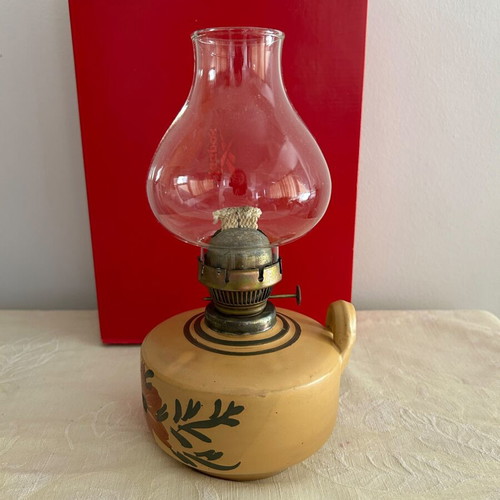 Vintage ceramic handmade oil lamp used
