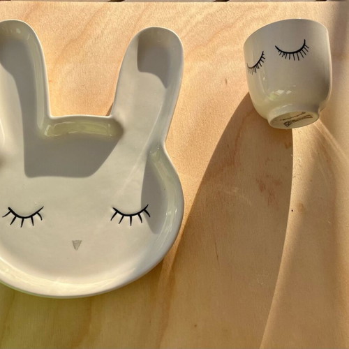 Bloomingville kids plate and mug set new, ceramic