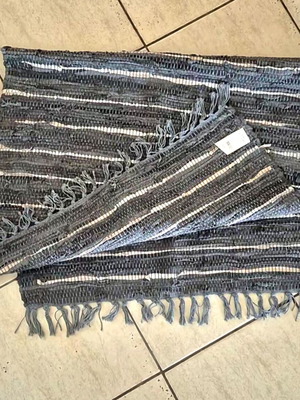 Leather rug with silver details and fringes 75x120cm new