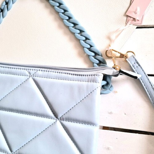 Leather shoulder bag A To Z Greek turquoise new with 3 different handles 35x25
