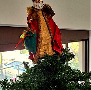 Vintage late 80's κορυφή χριστουγεννιάτικου δένδρου  Handcrafted Old World Santa Claus Tree Topper