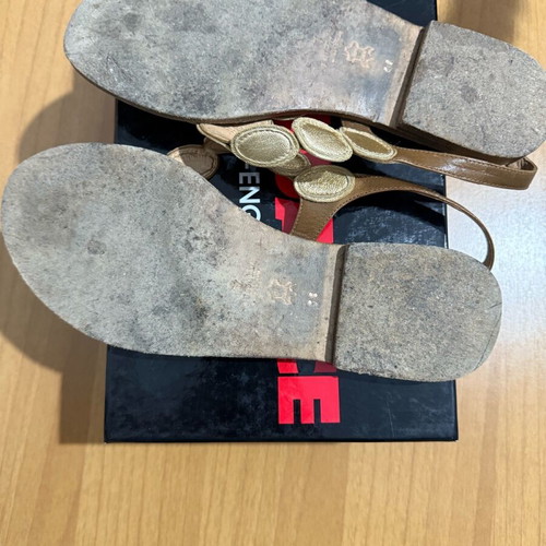 Trussardi sandals used, leather, gold color, size 38