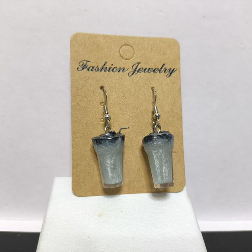 Galaxy cocktail earrings new, blue and silver resin